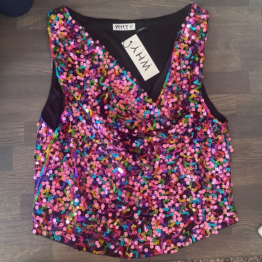 Sparkle cowl neck tank top